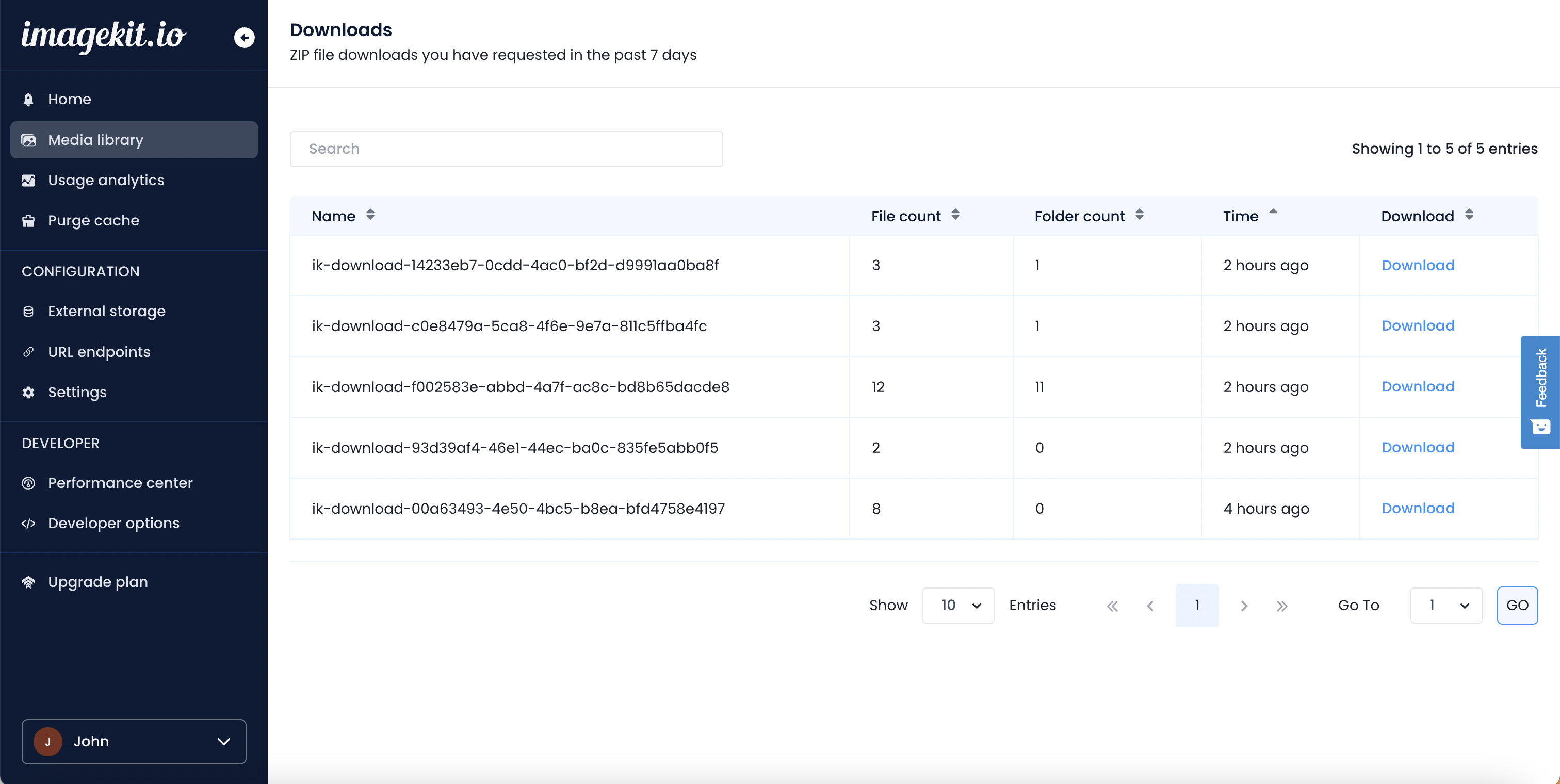 Download media library assets as zip - ImageKit.io Docs